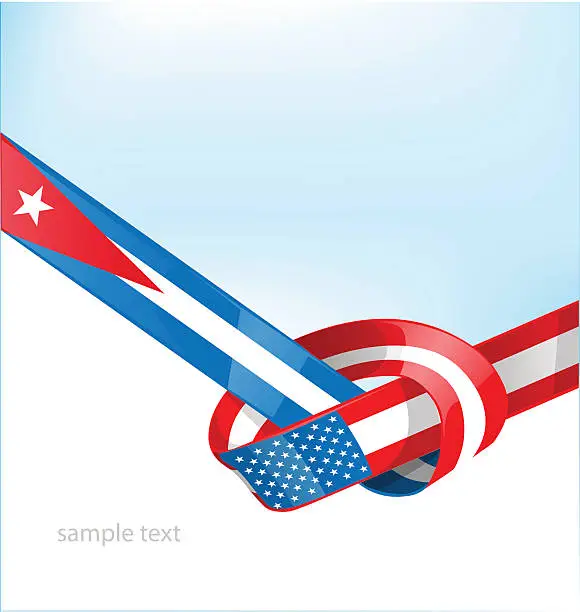 Vector illustration of Cuba and Usa flag on background