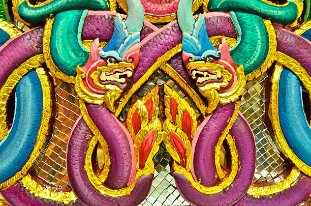 King of Naka or Thai dragon, Public Thai pattern art at Wat Nak Prok.