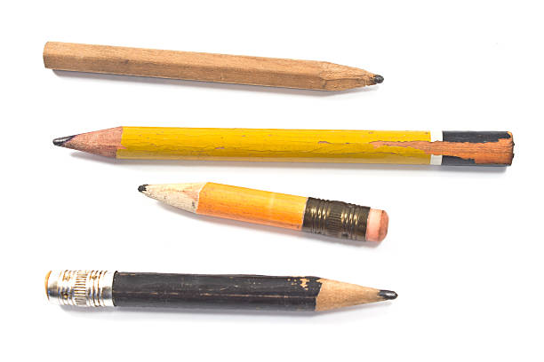 istock Used wooden pencil isolated on white 530541929