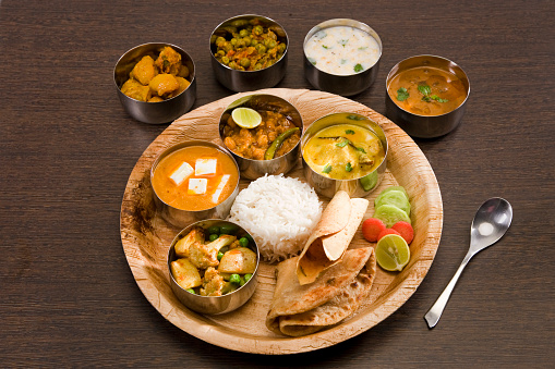 Group of Indian Food or North Indian Thali