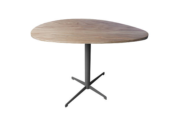 istock Round wood table isolated on white background 530542959