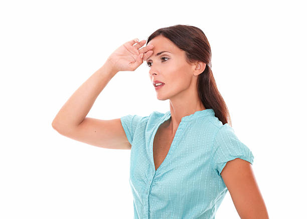 istock Attractive latin looking to her right wondering 530544313