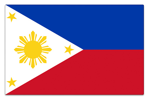 Gloss flag of the Philippines on white with subtle shadow.