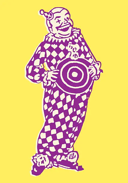 Vector illustration of Clown Holding Target