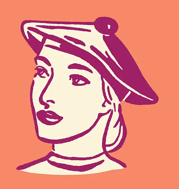 Vector illustration of Woman Wearing Tam