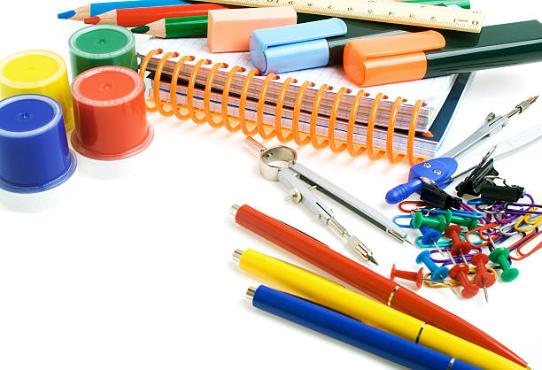 istock School stationery isolated on white background 530551223