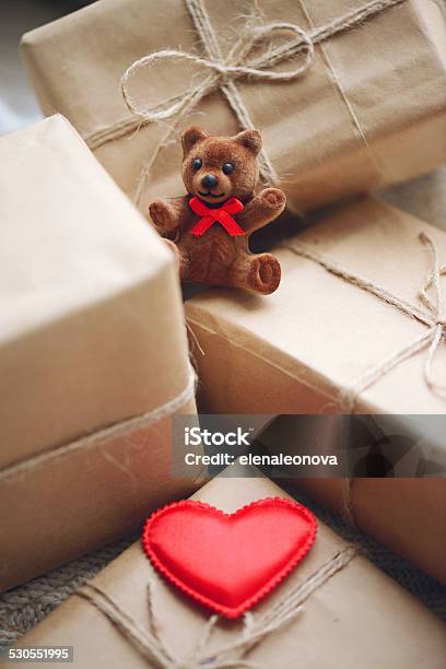 Toy Bears And Gift Box Stock Photo - Download Image Now - Birthday, Birthday Present, Box - Container
