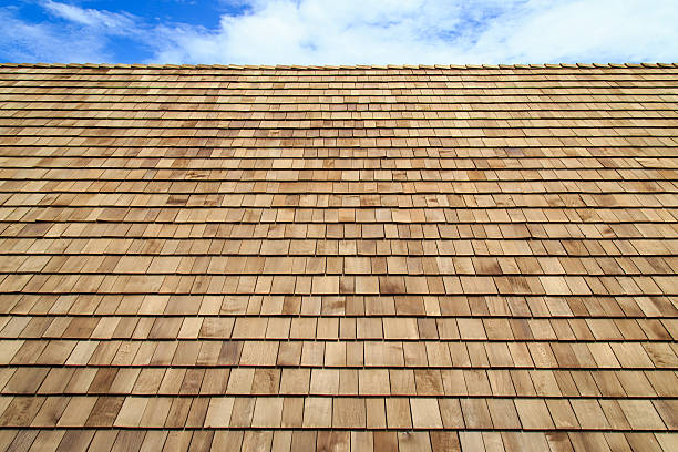 istock Wooden roof Shingle texture 530554085