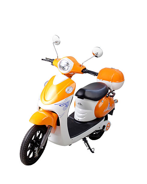 istock Electric motor bike isolated on white 530557325