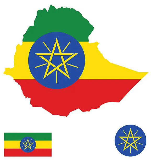 Vector illustration of Federal Democratic Republic of Ethiopia Flag