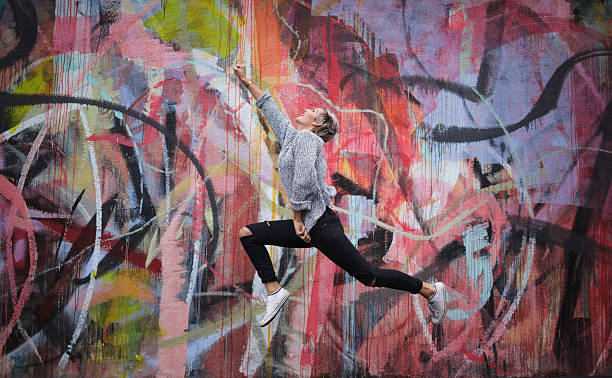 istock Flying colorful Female jumper 530558359