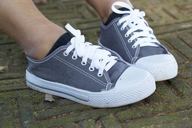 istock Gray sneakers with model lifestyle 530559133