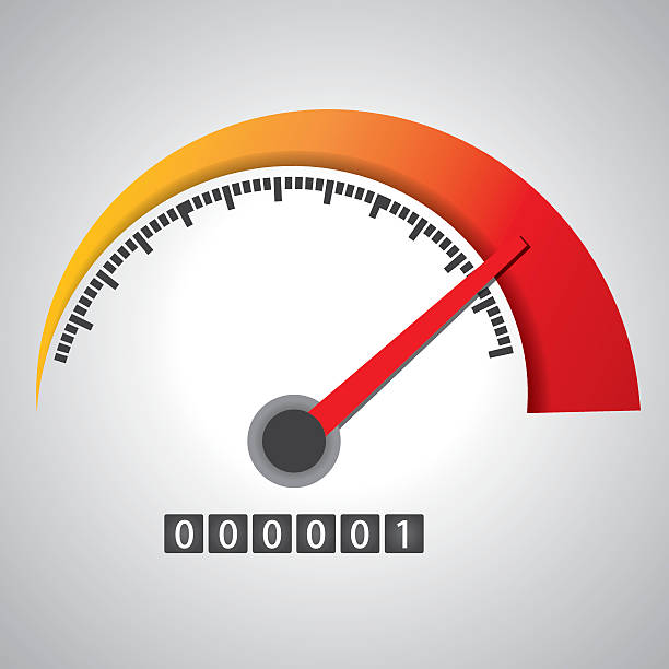 ilustrações de stock, clip art, desenhos animados e ícones de velocímetro - speedometer odometer dial speed