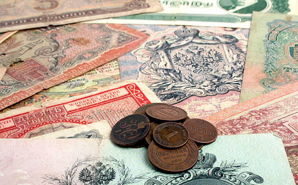 istock Old Russian money and coins 530560953