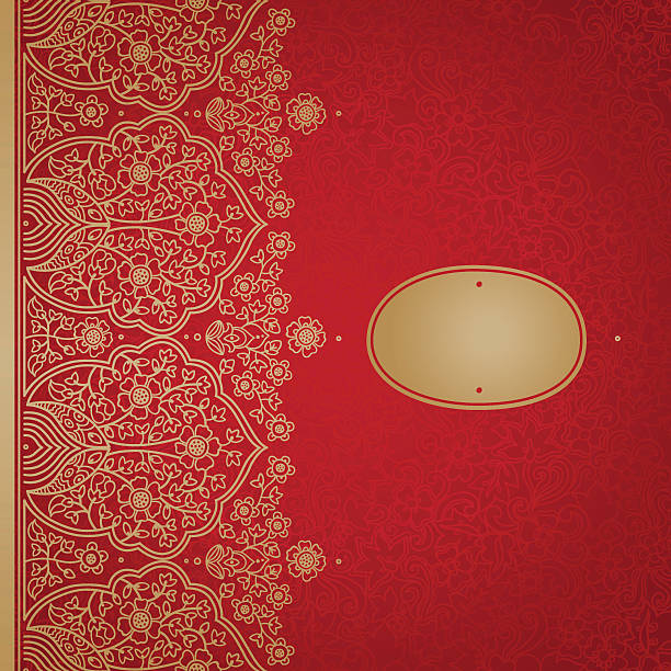 винтаж бесшовные границы в восточном стиле. - silk textile red backgrounds stock illustrations