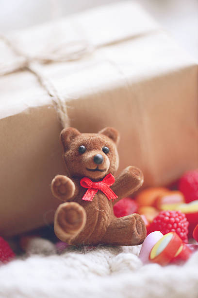 istock Toy bears and gift box 530562099