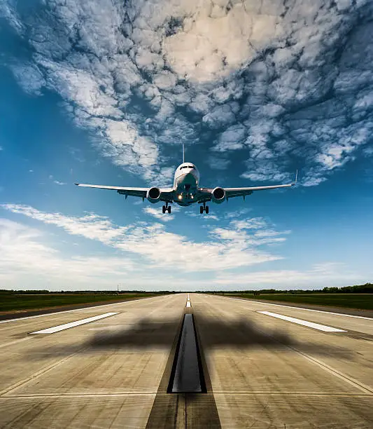  Jet airplane landing on runway