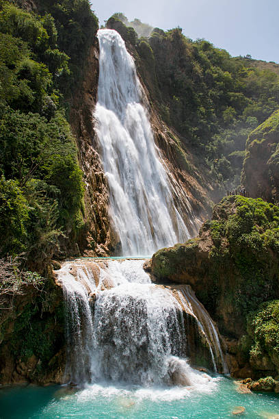 Chiflon waterfall in Chiapas, Mexico. stock photo