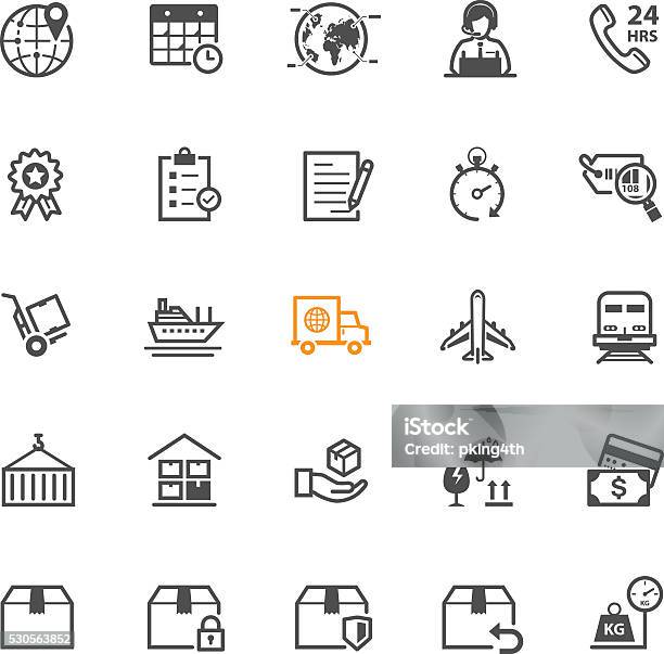 Shipping And Logistics Icons Stock Illustration - Download Image Now - Box - Container, Checklist, Delivering