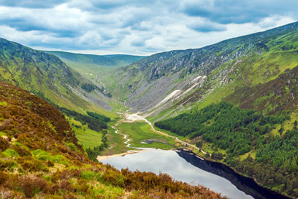 High angle view of the Upper Lake in Glendalough, County Wicklow, Ireland