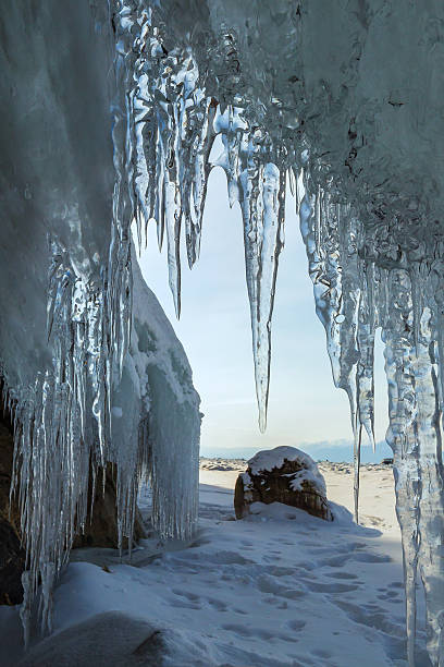 istock Ice curtain of icicles 530564306