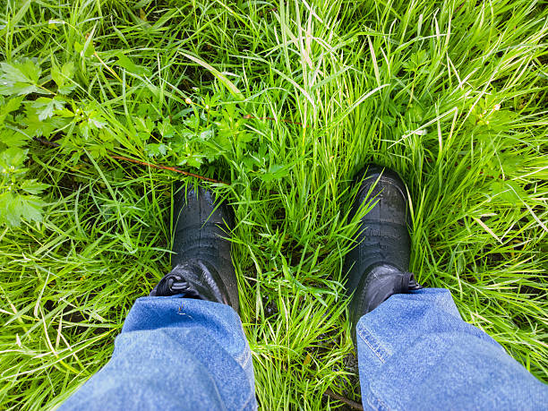 Photographed with mobile phone. Feet on the field.