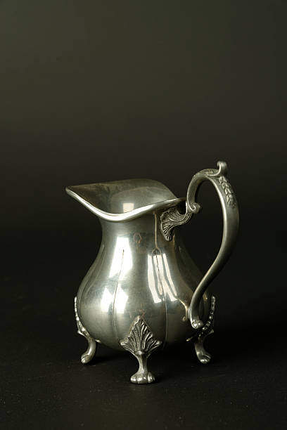 istock Set of vintage silver plated goblets isolated 530567375