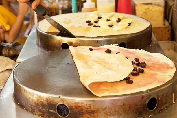 istock Making  crepe banana chocolate crispy pancake 530567949