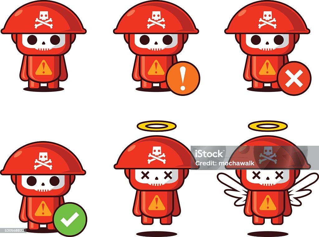 Red Skull Red skull - cute illustration of virus (computer bug) Aggression stock vector