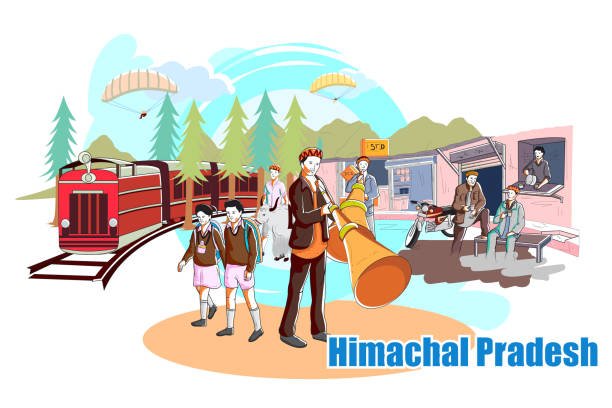 사람들 및 문화의 히마찰프라데시, 인도 - himachal pradesh stock illustrations