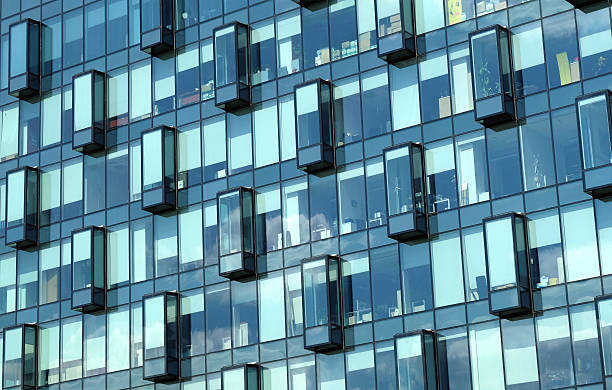 istock Facade of modern office building glass wall front view 530570956