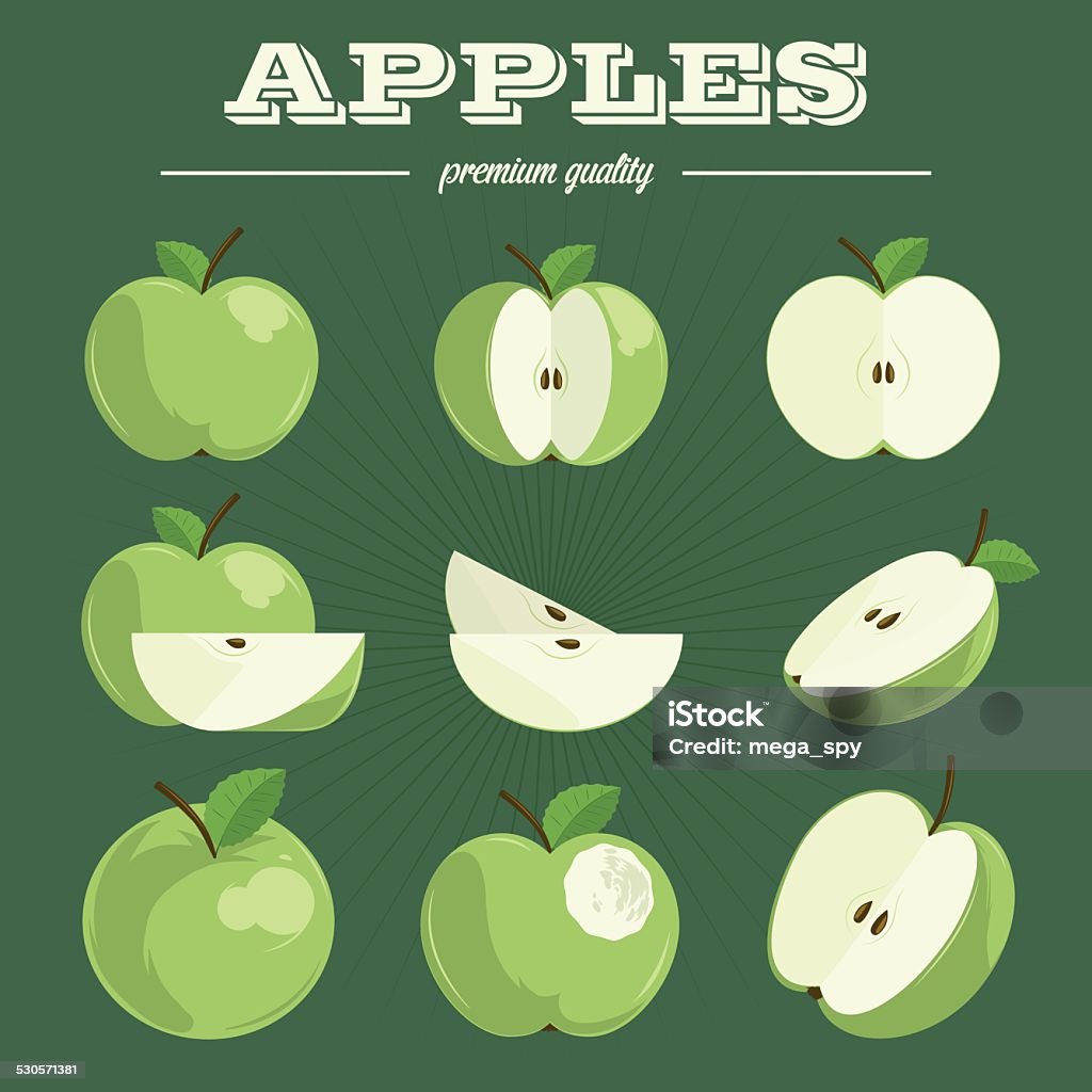 Apple set.Hand drawn apples. Apples hand-drawn set isolated on a abstract background. Apple - Fruit stock vector