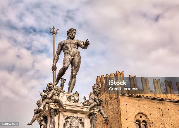 Bologna Italy Statue Of Neptune Stock Photo - Download Image Now - Bologna, Neptune - Roman God, Statue