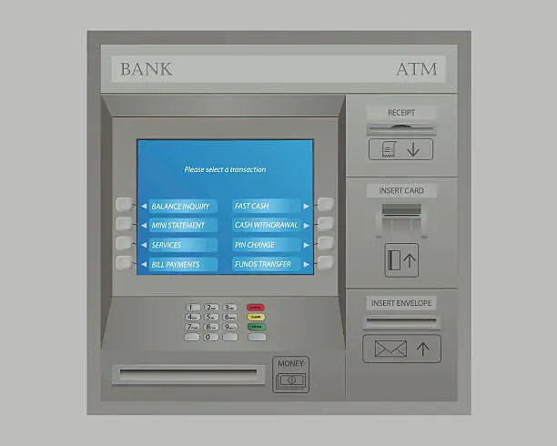 Vector illustration of Automated Teller Machine of Bank