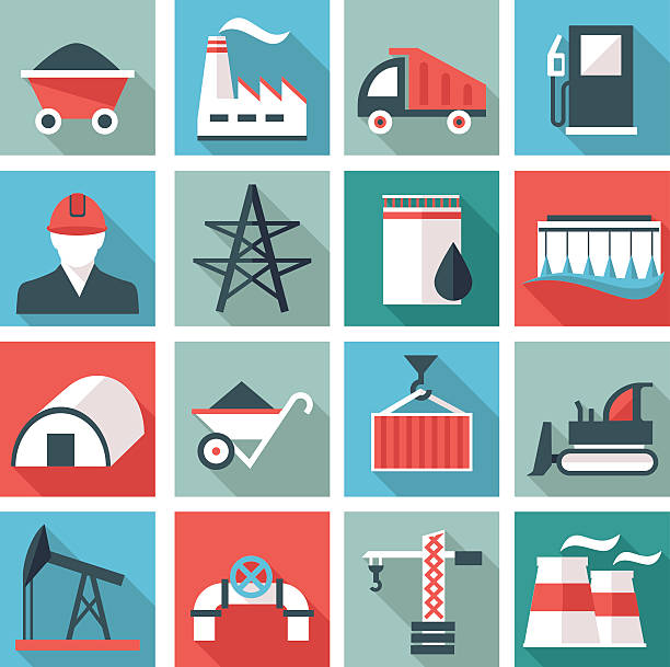 ilustrações de stock, clip art, desenhos animados e ícones de ícones da indústria - coal crane transportation cargo container