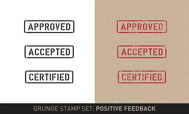 Vector illustration of Stencil stamp set: positive feedback (plain and grunge versions)