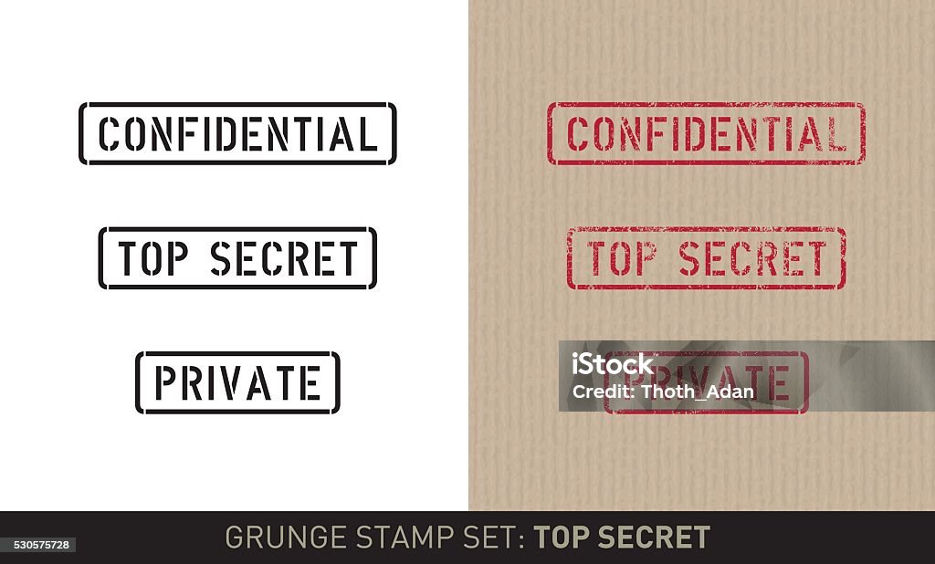 Conjunto de plantillas de la firma :  Confidencial (simple y Grunge versiones - arte vectorial de Confidential - Palabra en inglés libre de derechos