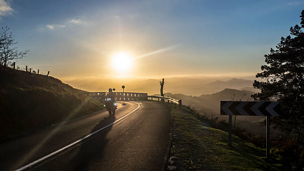 istock Motorbike riding at sunset 530580279