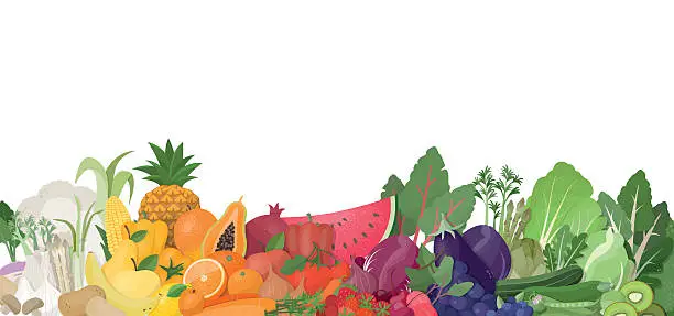 Vector illustration of Rainbow of fruit and vegetables