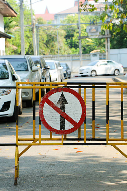 istock Traffic sign - No straight through 530583402