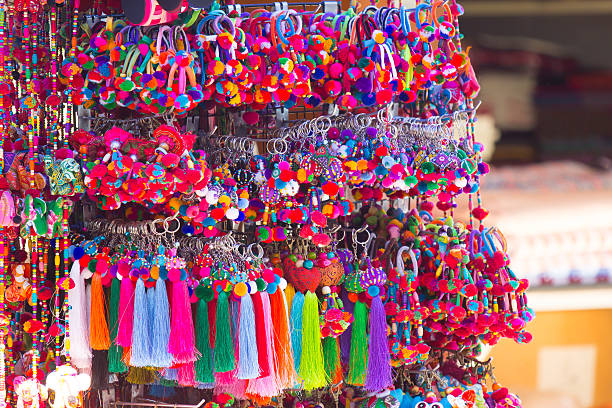 istock Colorful yarn keychain in lanna style 530584009
