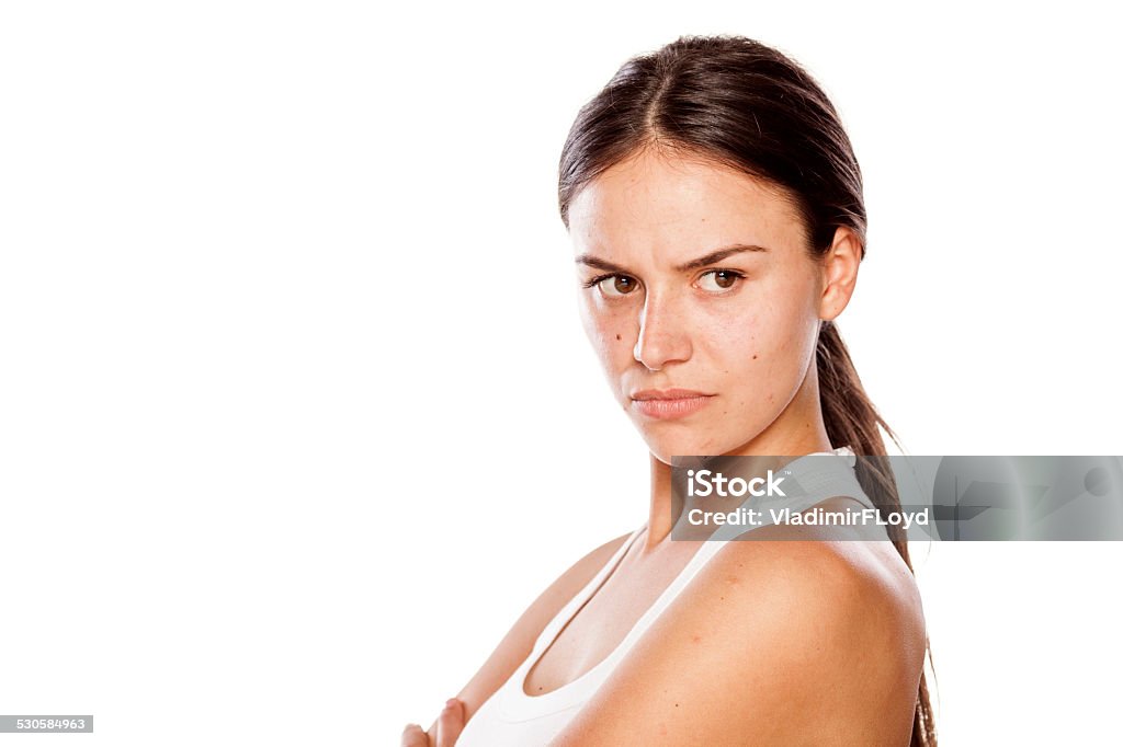 Angry girl without make-up angry young woman without make-up Adult Stock Photo