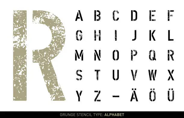 Vector illustration of Grunge stencil alphabet