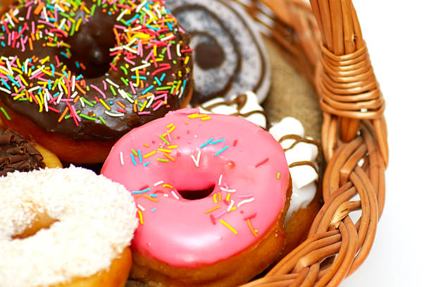 istock donuts in a wicker basket close-up 530585780