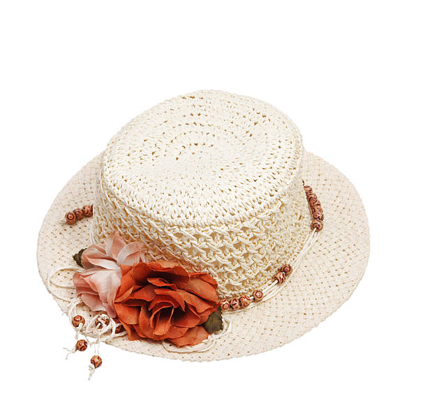 istock Women's hat with a flower isolated on white background 530586309