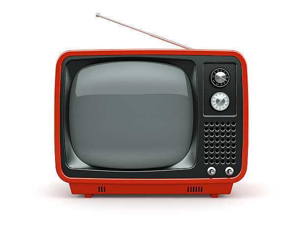 istock Red retro TV on white background 530586341