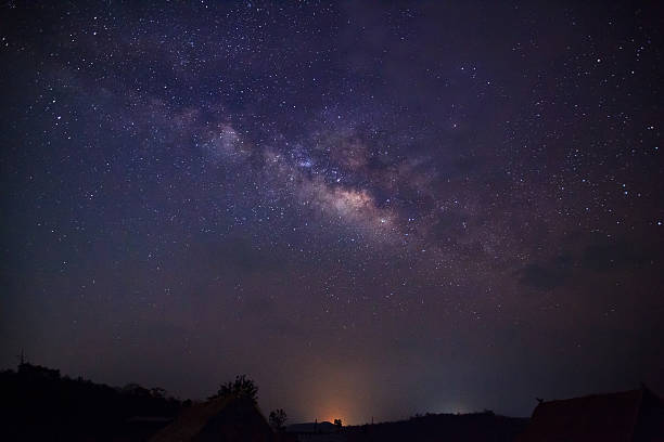 istock Silhouette of Tree with cloud and Milky Way 530587986