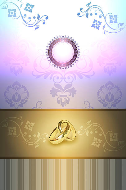 結婚式招待状のテンプレート。 - ring gold vertical wedding点のイラスト素材／クリップアート素材／マンガ素材／アイコン素材
