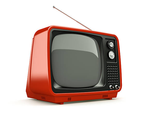 istock Red retro TV isolated on white background 530593777