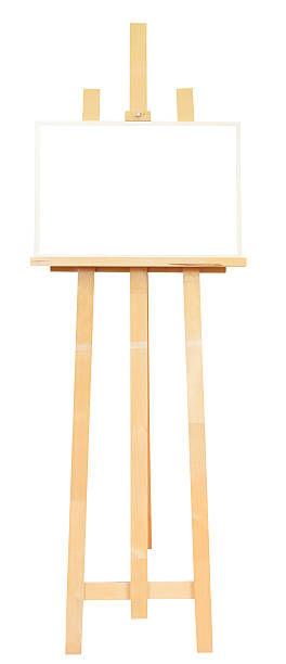 istock wooden easel with picture frame isolated 530595069